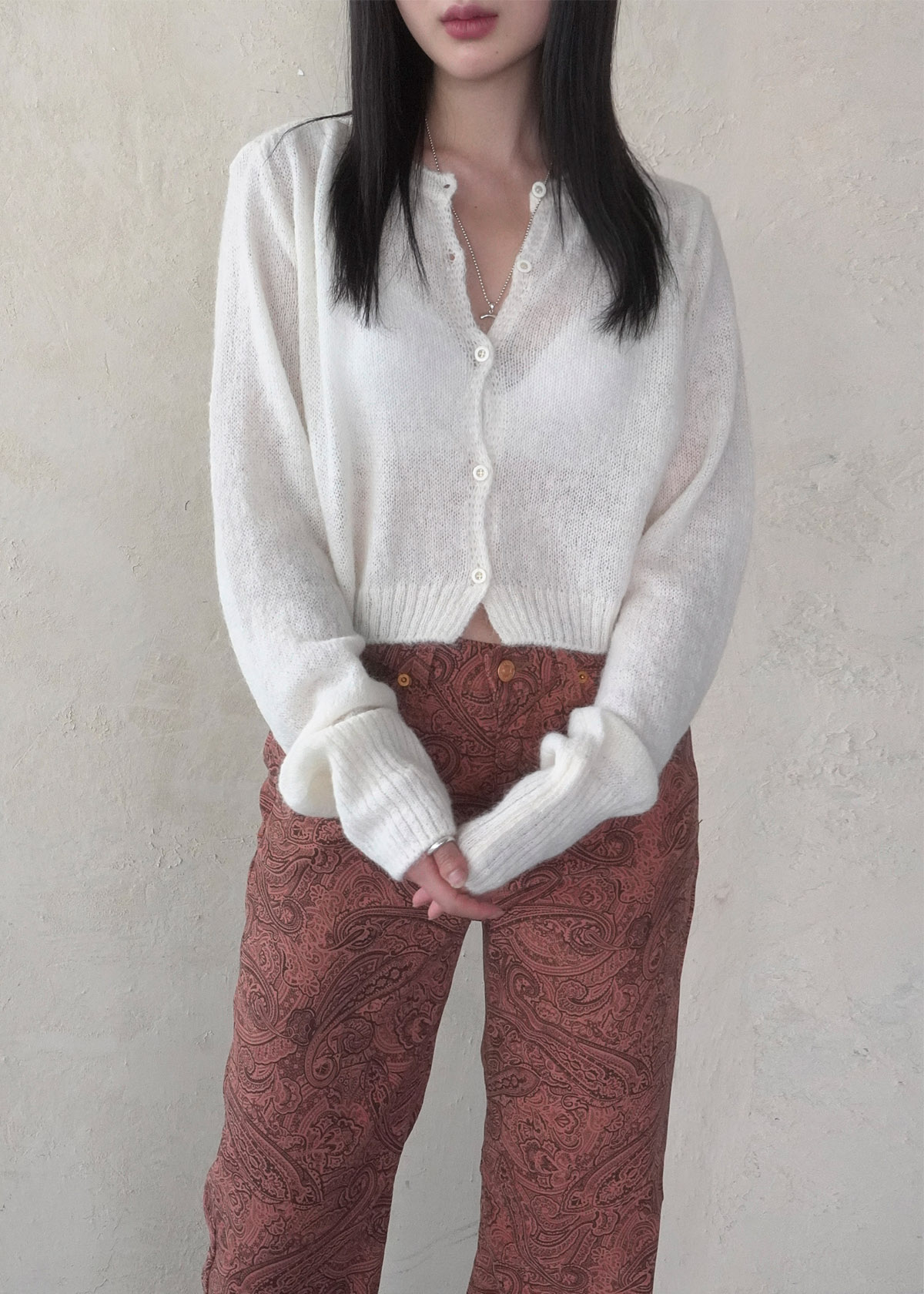 Natural Wool Button Cardigan (2Color)