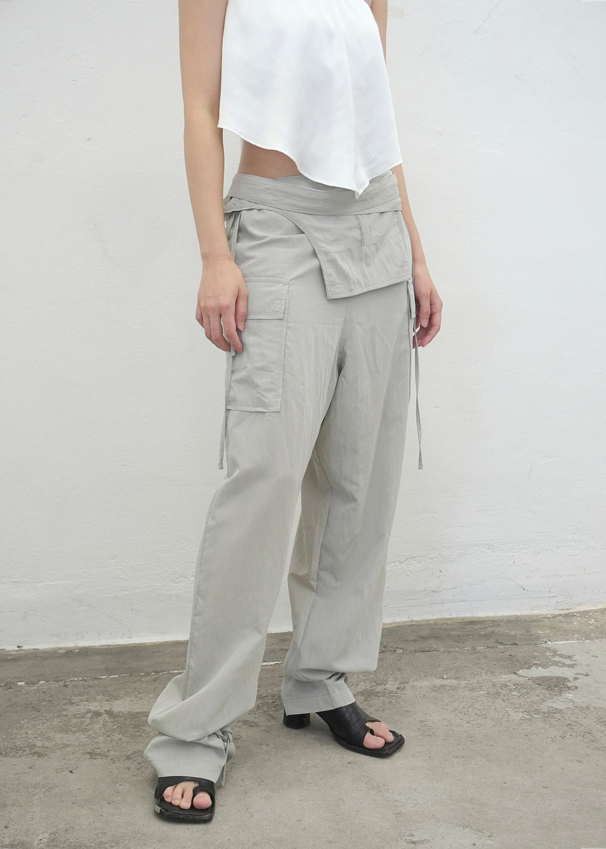 Soft Nylon Cargo Overall Wide Pants (2Color)