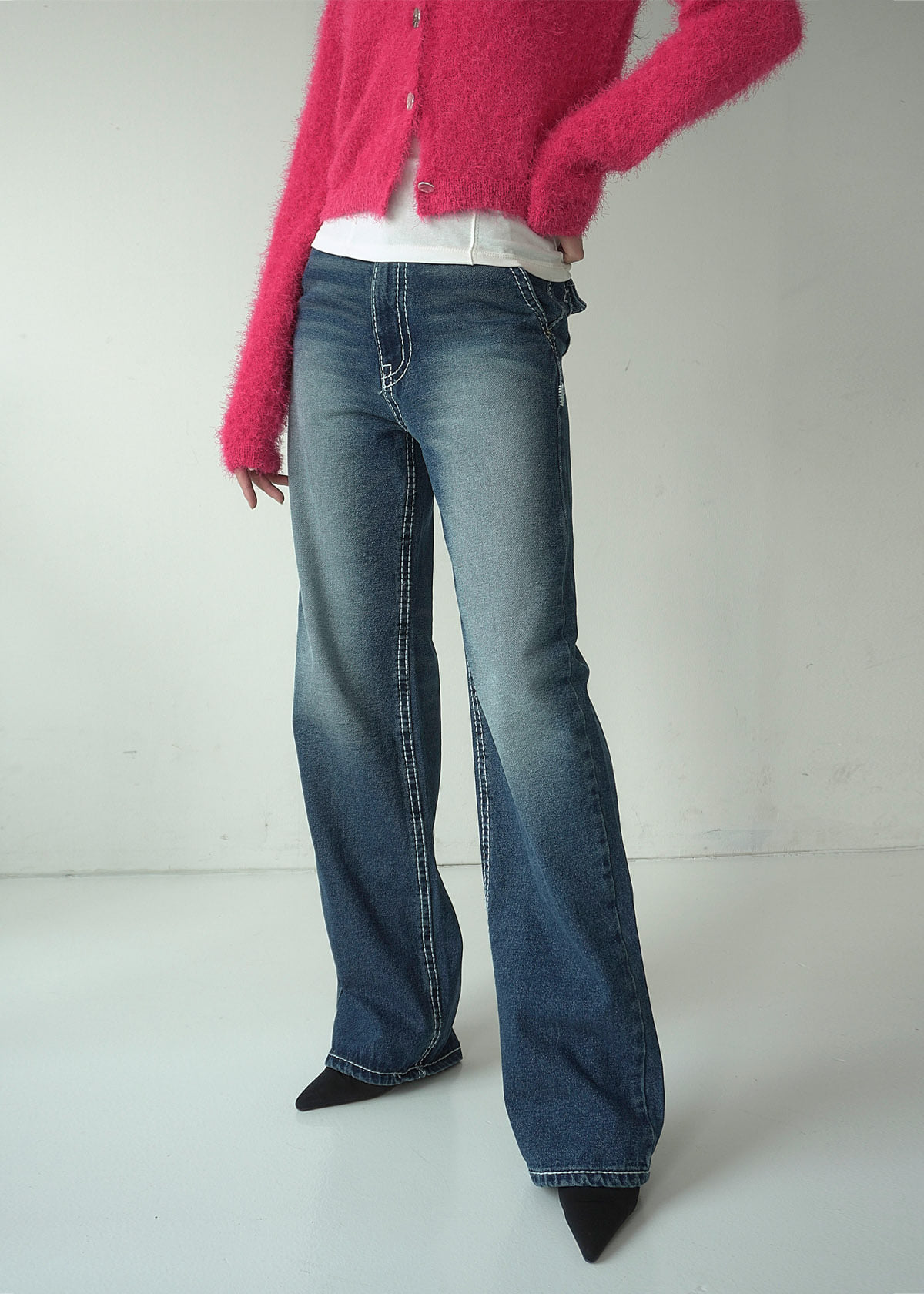 Maxi Vintage Stitch Straight Jeans