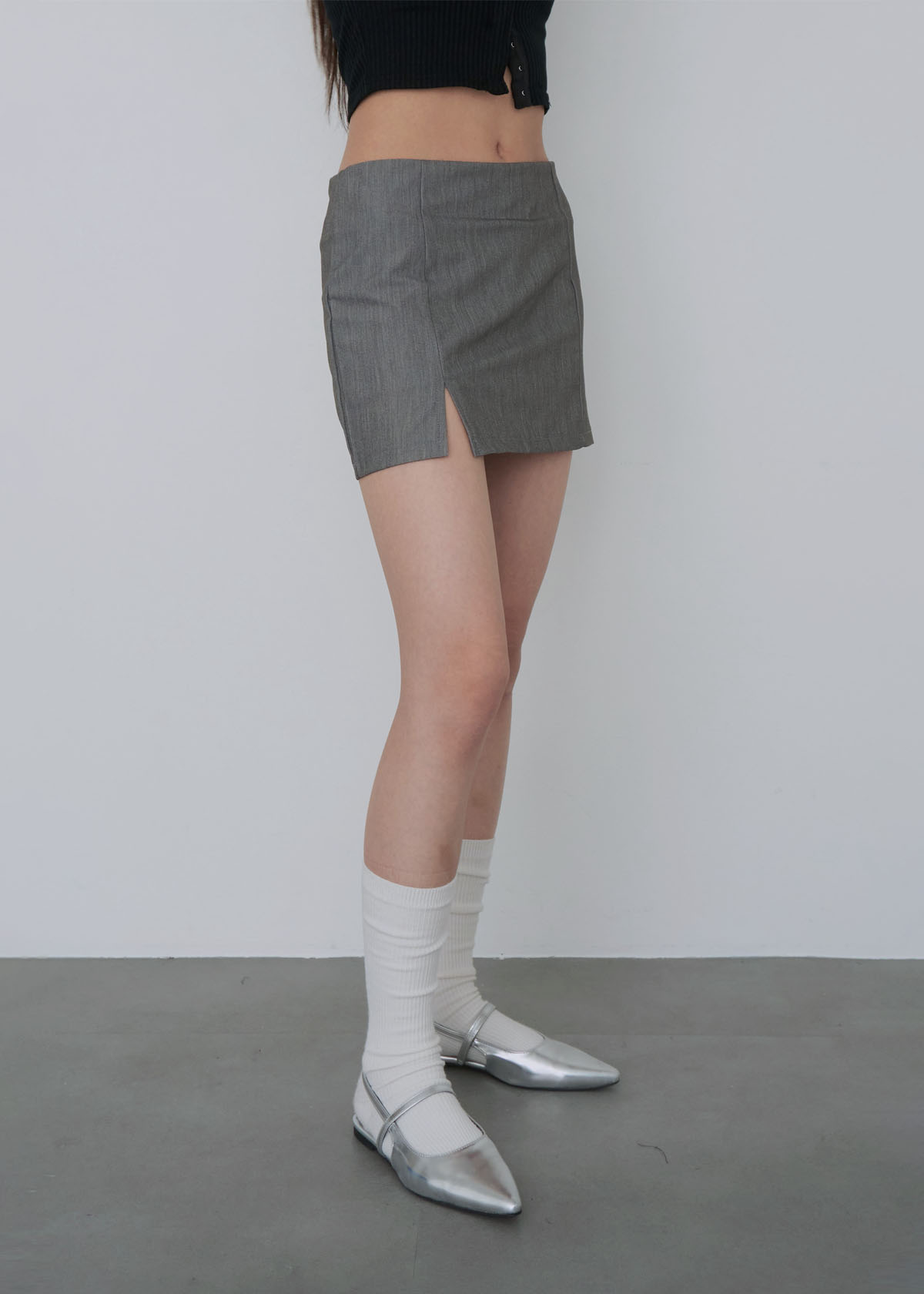 Semi Slit Mini Skirt (3c)